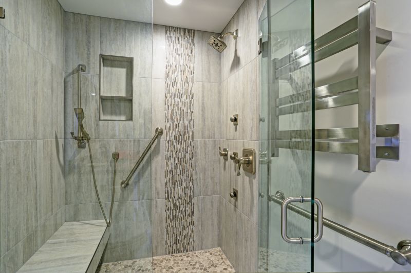Open Concept Shower with Stone Accents