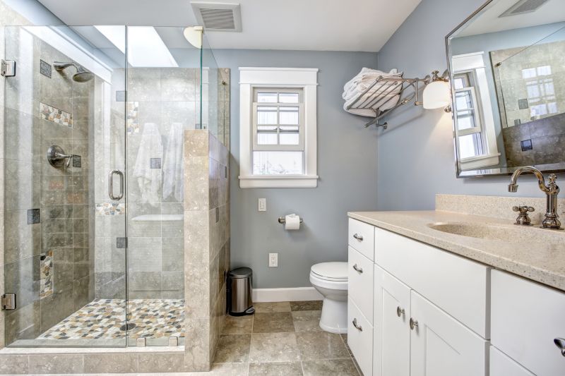 Corner Shower with Glass Doors